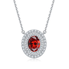 S925 Silver Oval Zircon Necklace