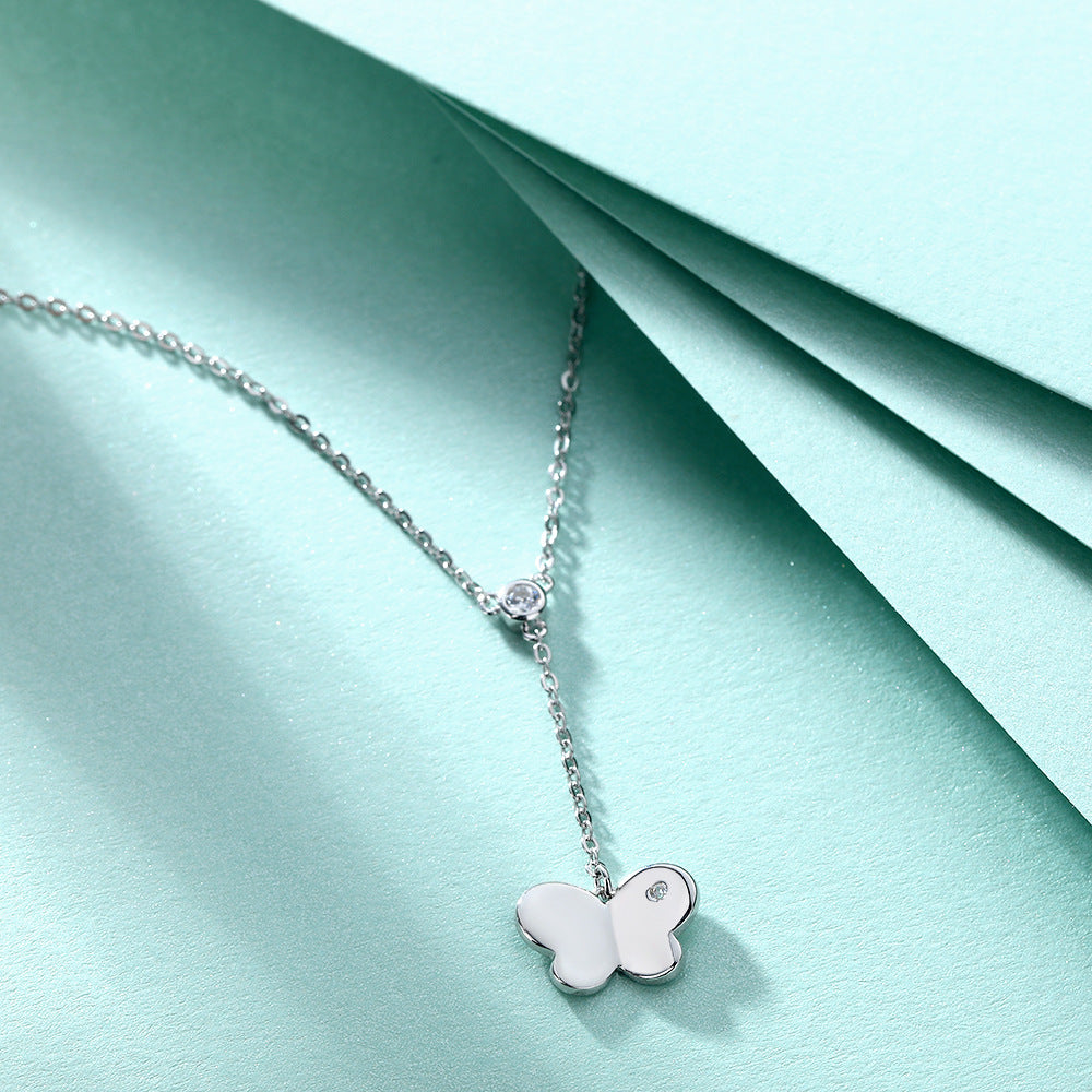 S925 Silver Butterfly Tassel Necklace