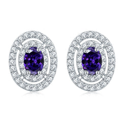 925 Silver Oval Halo Studs