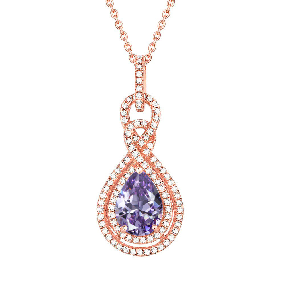 S925 Silver Peridot Rose Gold Necklace