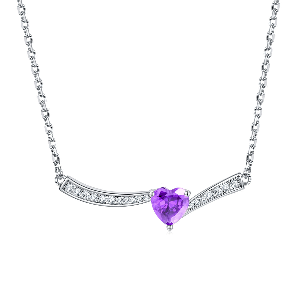 S925 Silver Aquamarine Heart Necklace