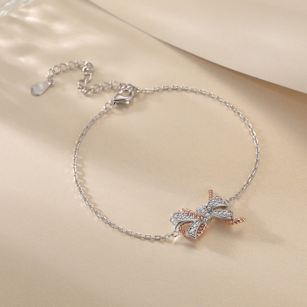 S925 Bow Butterfly Bracelet - Luxe Silver Jewelry