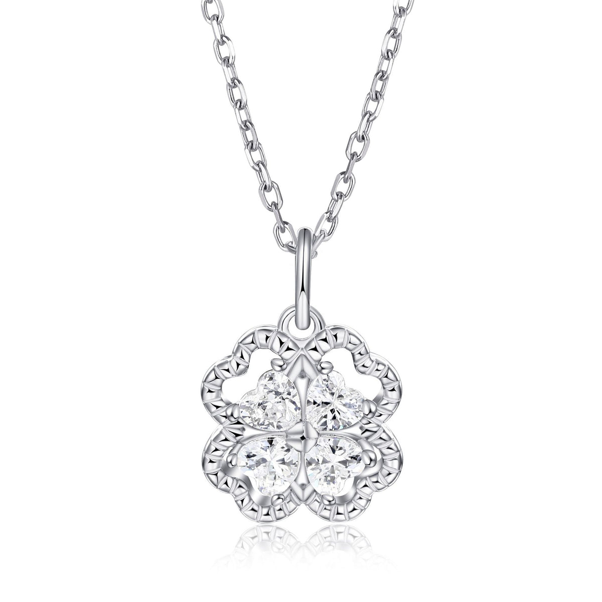 S925 Silver Bow & Heart Pendant Necklace