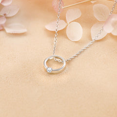 S925 Silver Diamond Circle Necklace