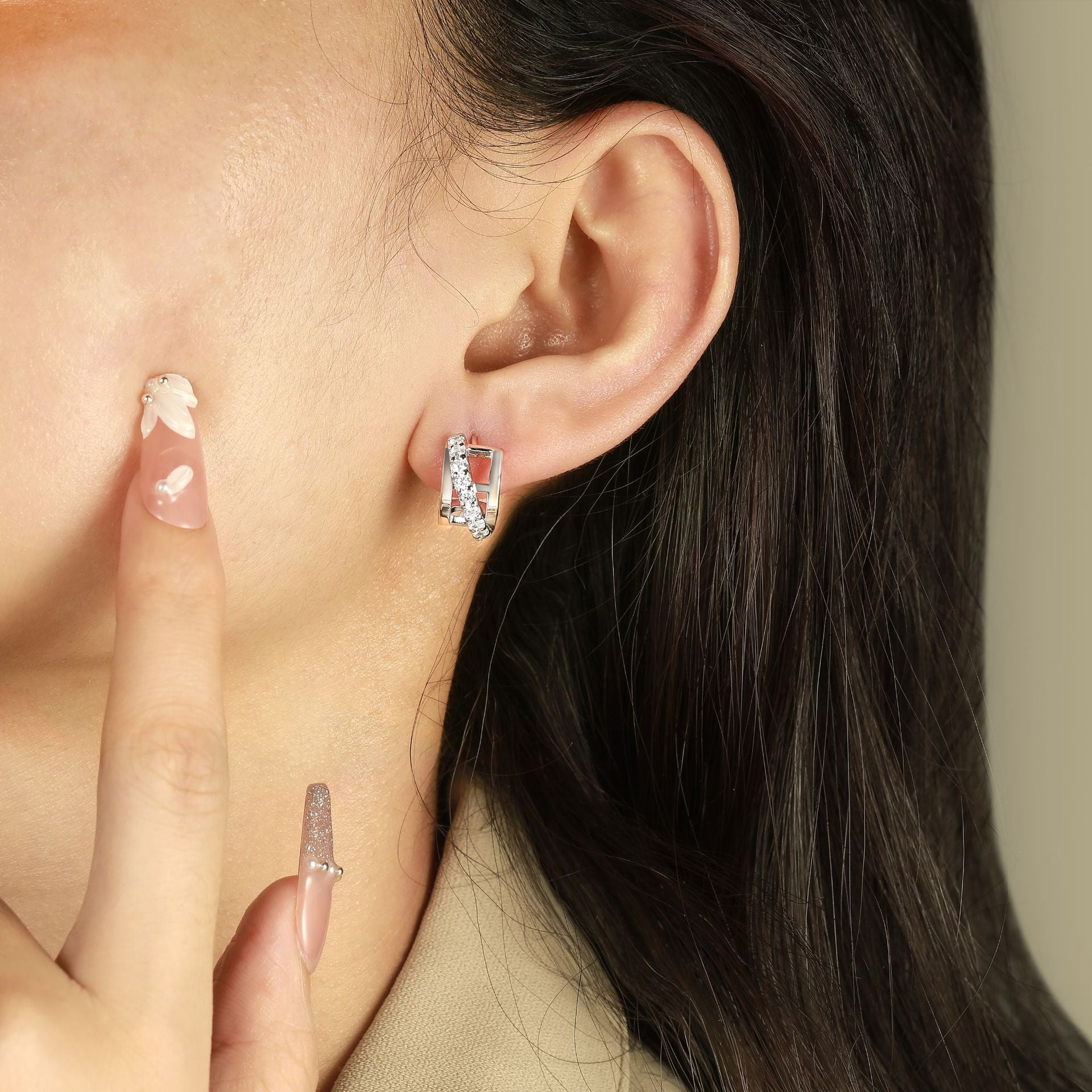 S925 Silver Half Hoop Earrings