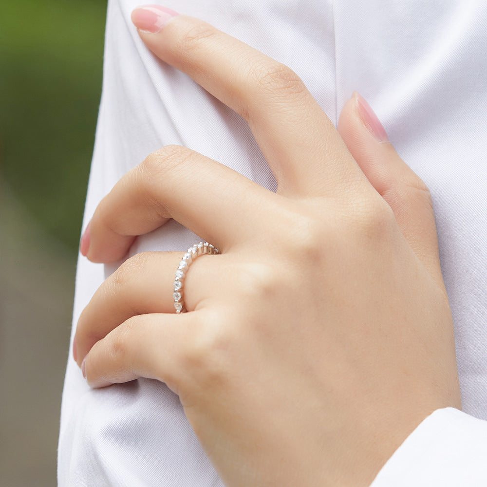 S925 Micro-Pavé CZ Band - Full Eternity Index Ring