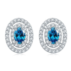 925 Silver Oval Halo Studs