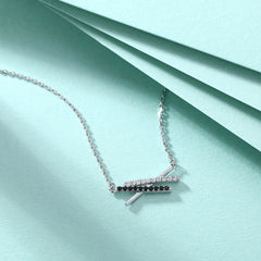 S925 Silver Black Zircon X Pendant Necklace