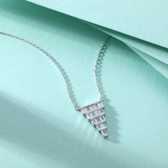 S925 Silver Fan Cut Zircon Pendant Necklace