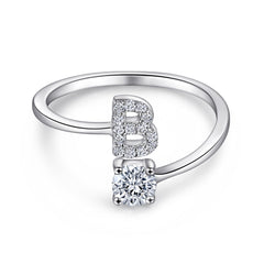 925 Silver Adjustable Letter Ring