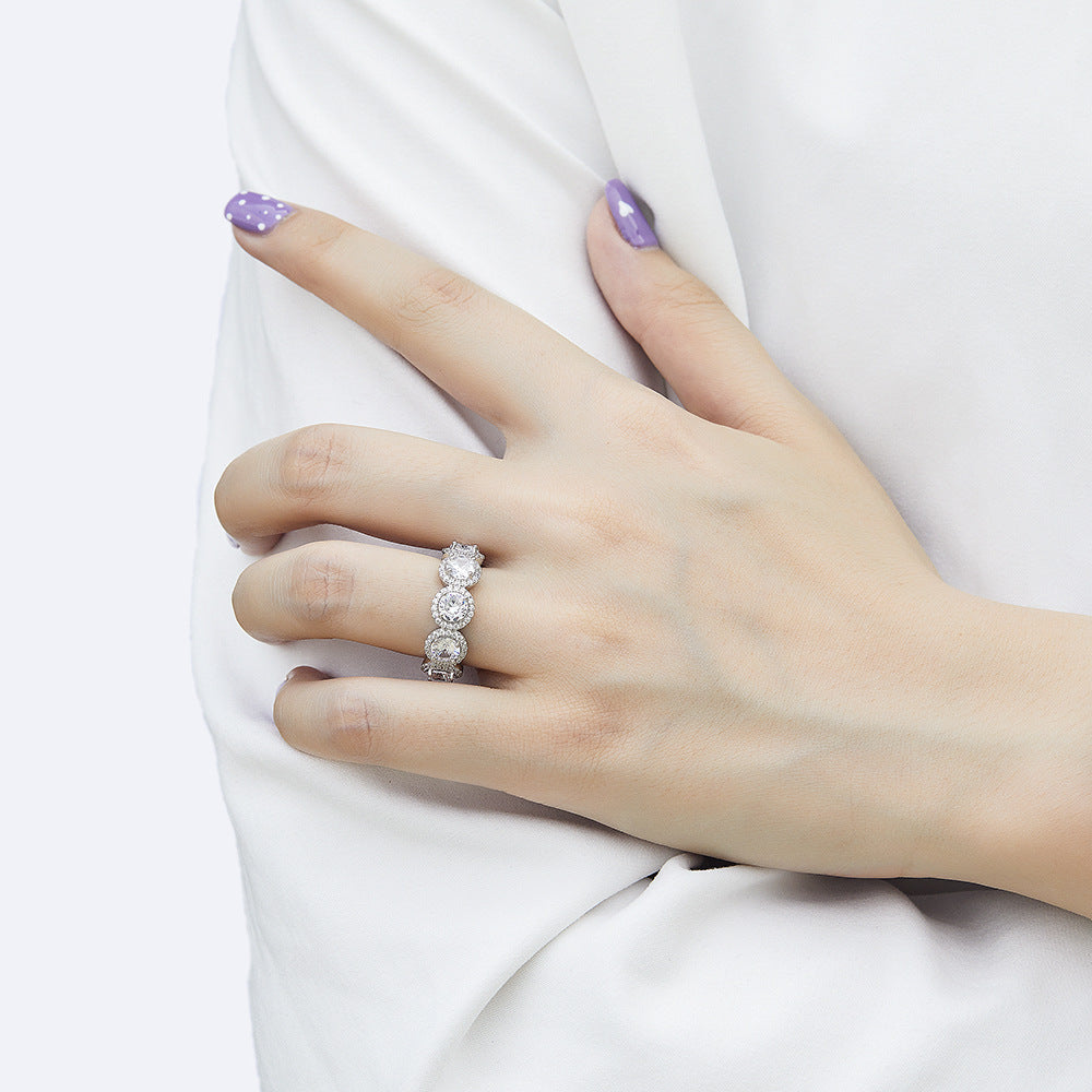 Tiffany Style CZ Ring - 925 Silver Full Eternity