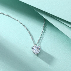 S925 Silver Heart Zircon Pendant Necklace