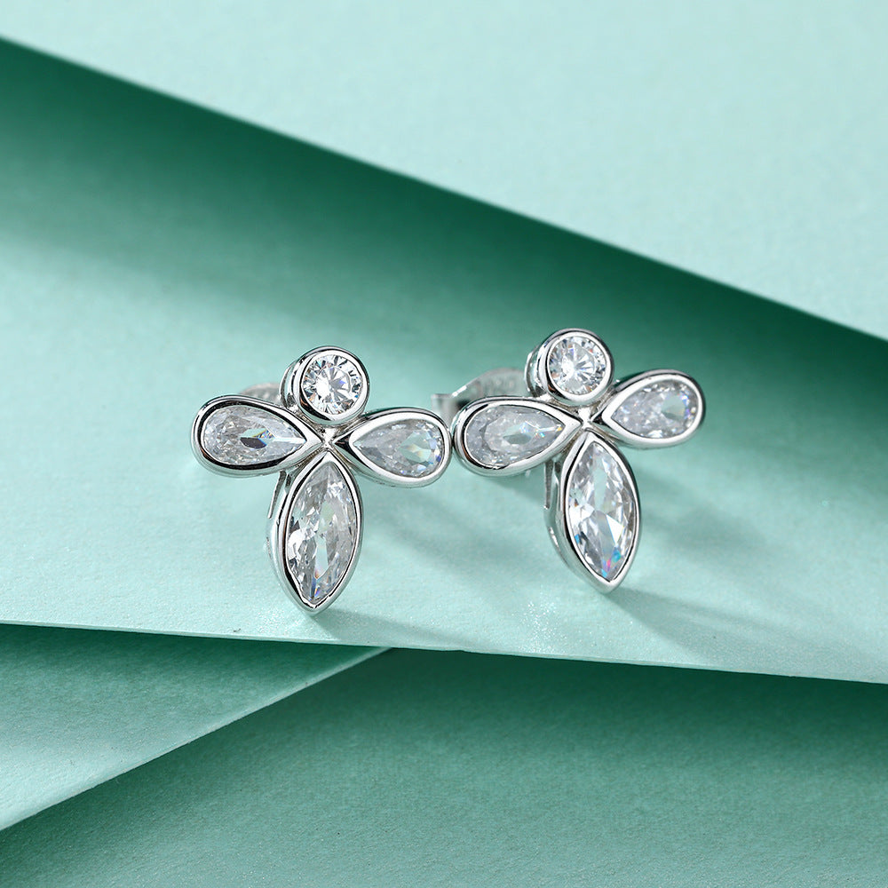 925 Silver Bee Clover Studs