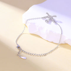 S925 Teardrop Bow Bracelet - Luxe Silver Jewelry