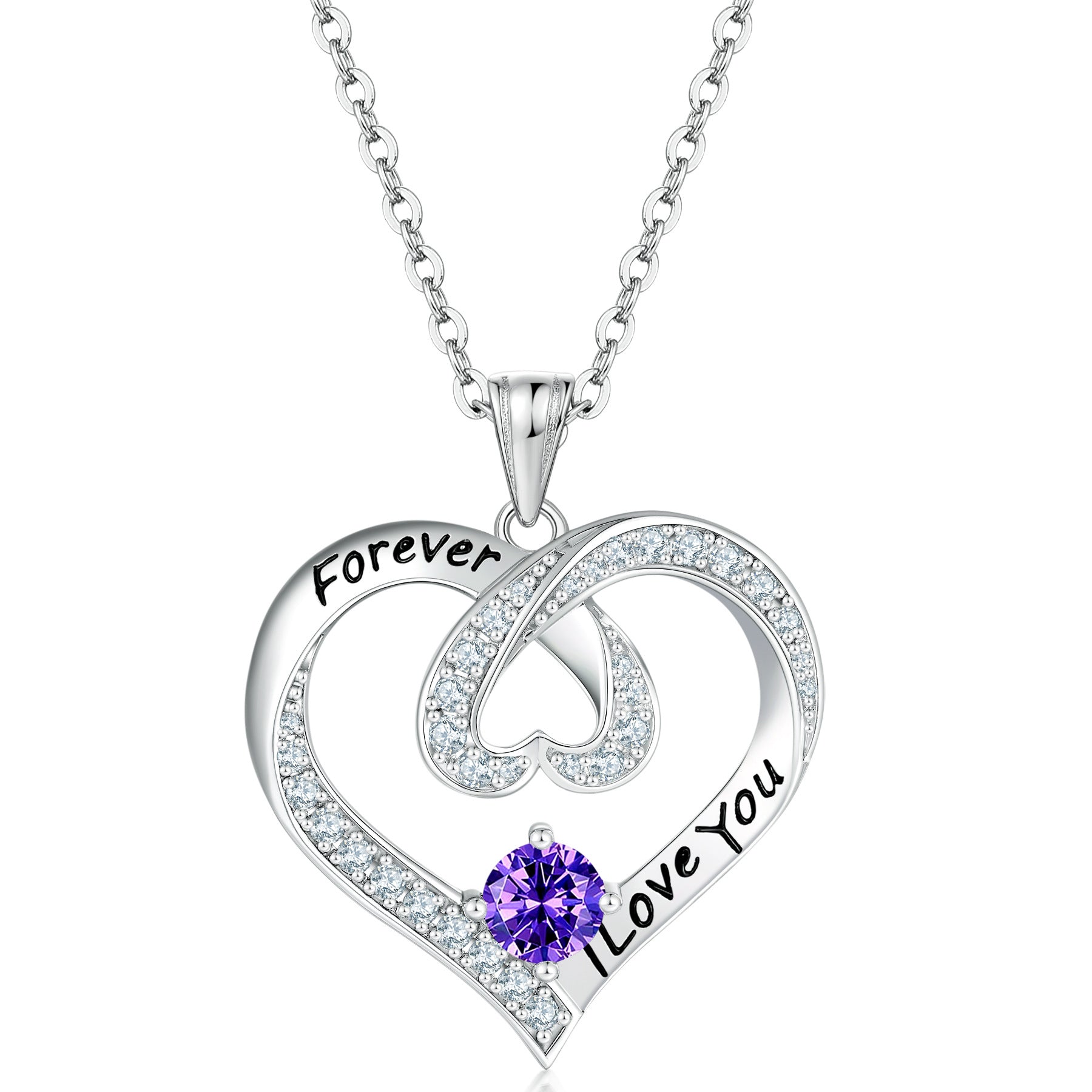 S925 Silver Letter Sapphire Heart Necklace