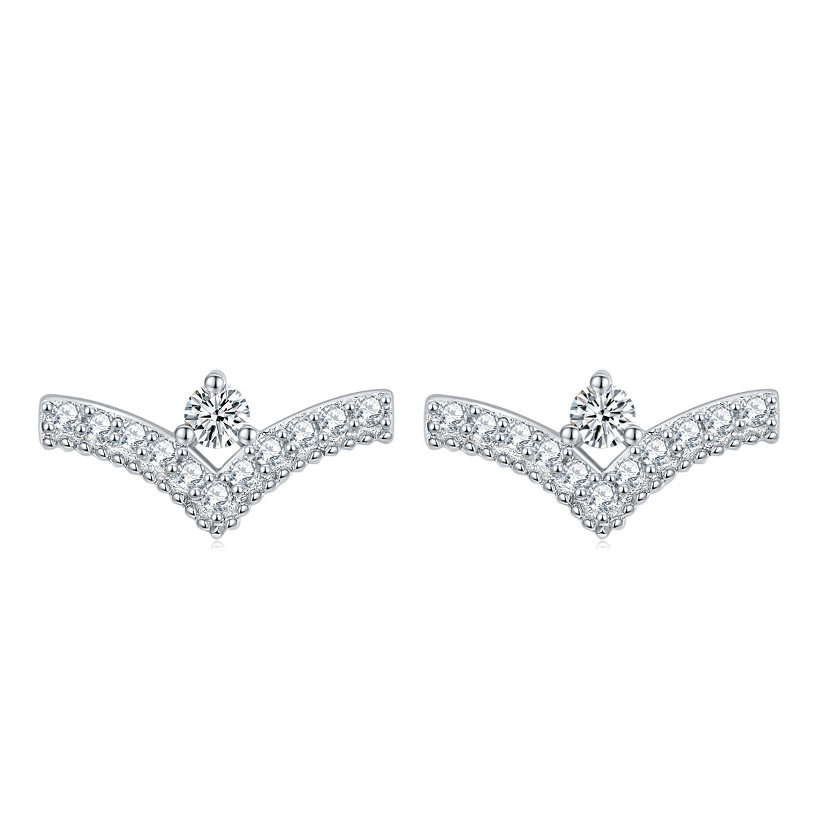S925 Silver Heart Zircon Stud Earrings