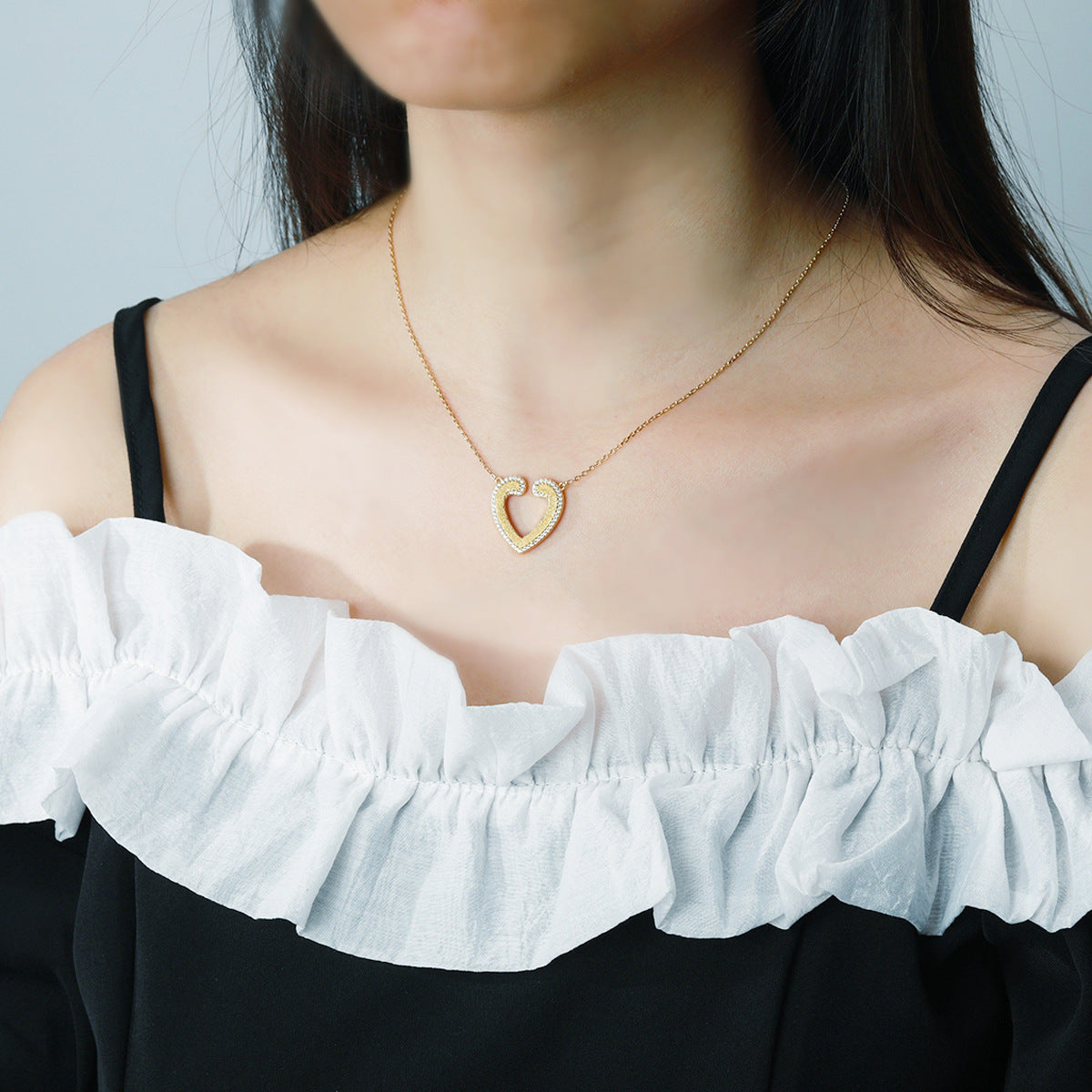 S925 Silver Gold Heart Pendant Necklace