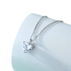 S925 Silver Heart Zircon Pendant Necklace