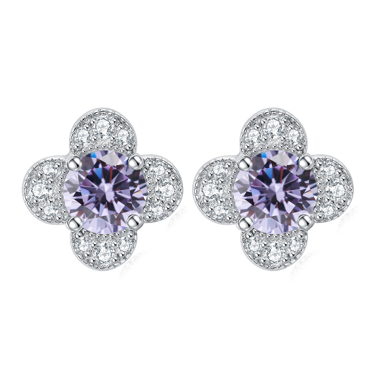 925 Silver Clover Floral Earrings