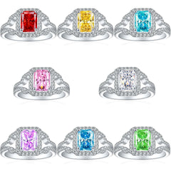 925 Silver 1.5ct Flame Ice Square Ring