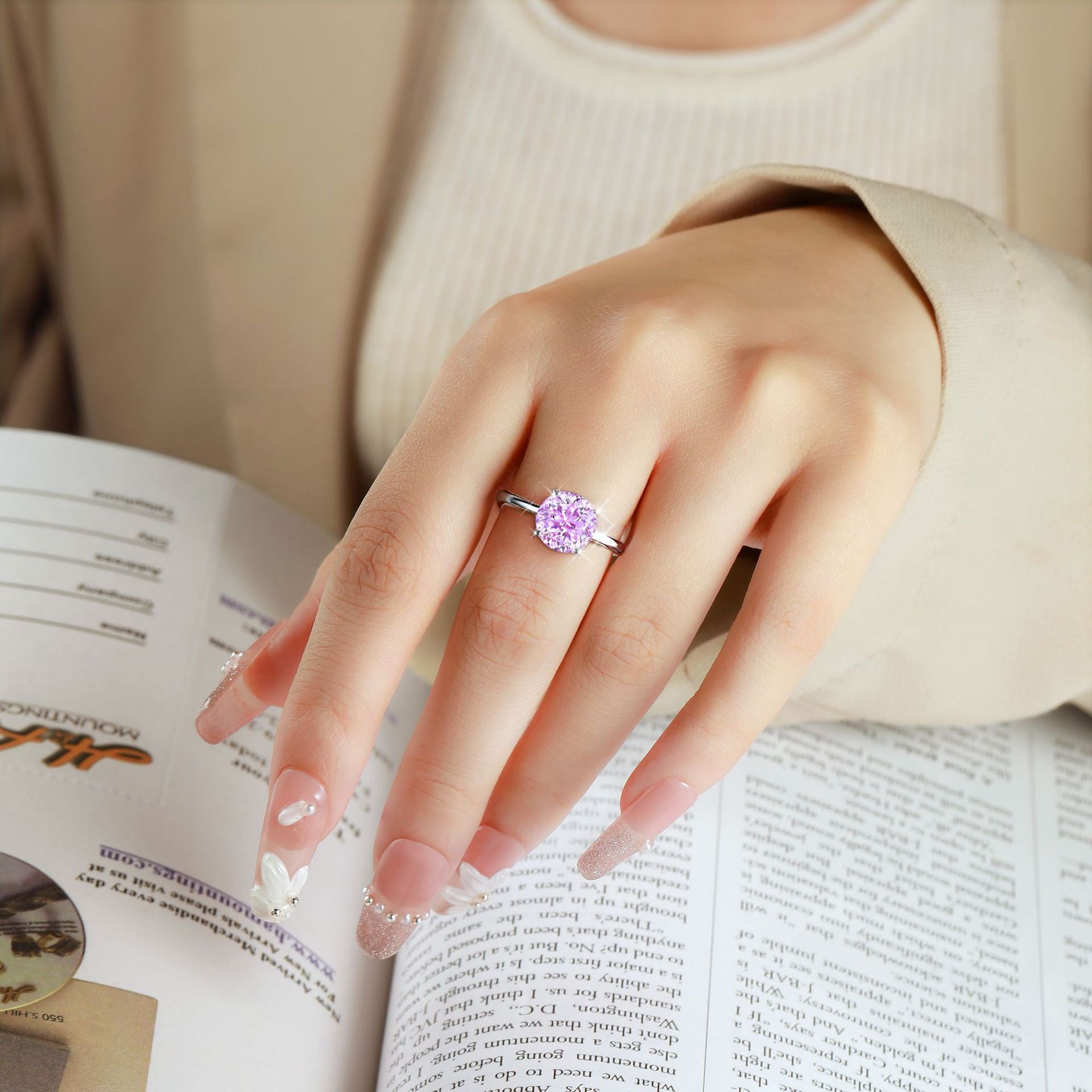925 Silver 2ct Round Flame Ice Ring