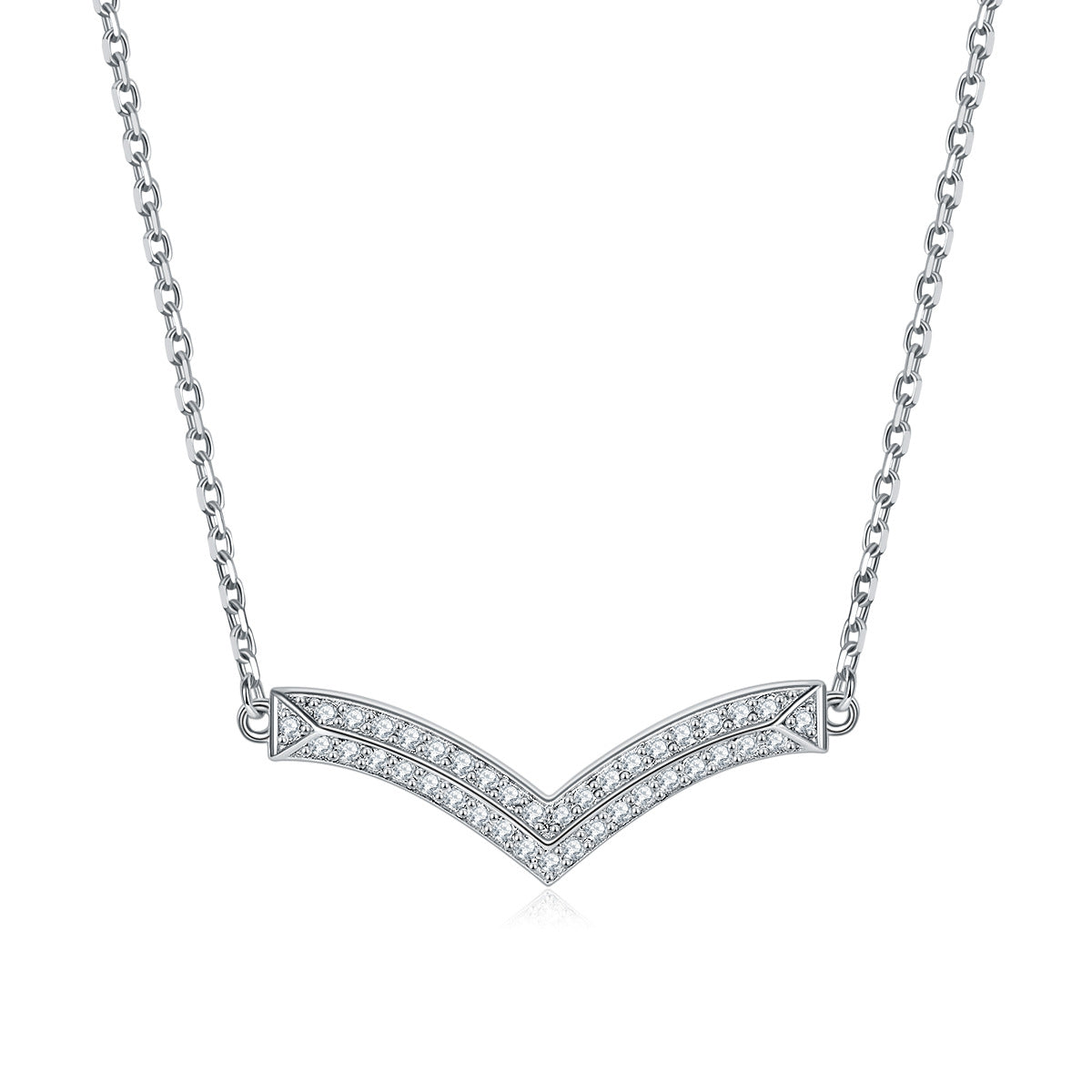 S925 Silver Cross Key Heart Zircon Pendant Necklace