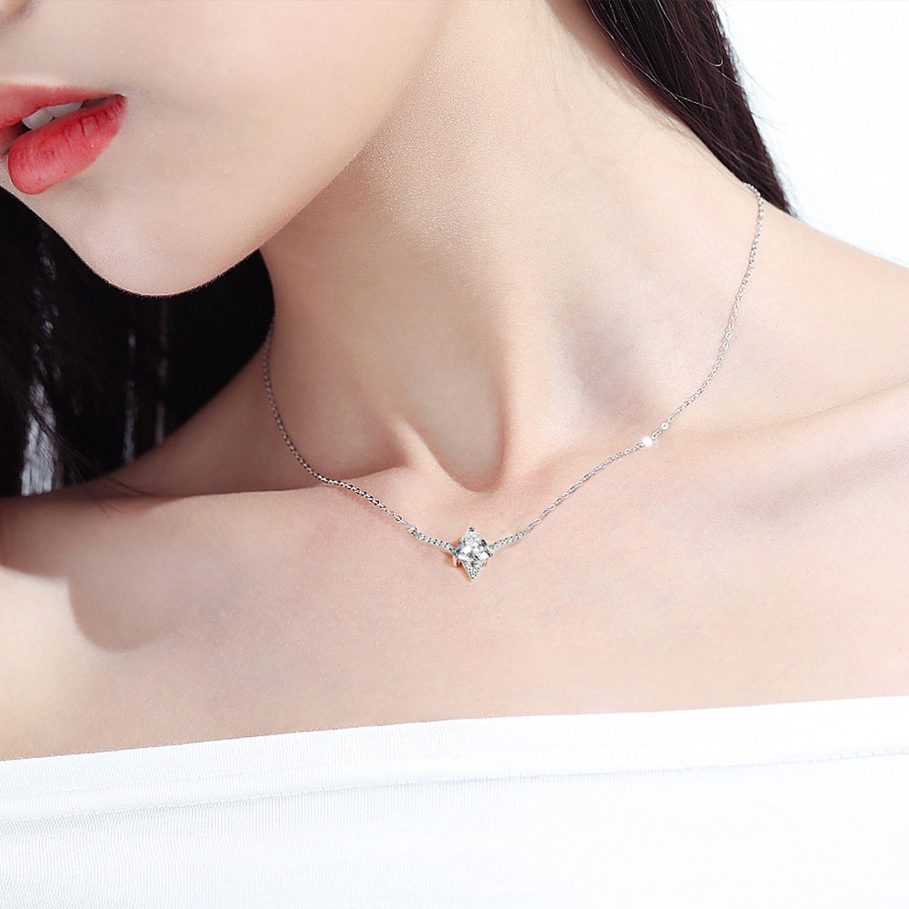 S925 Sterling Silver Zircon Necklace Elegant