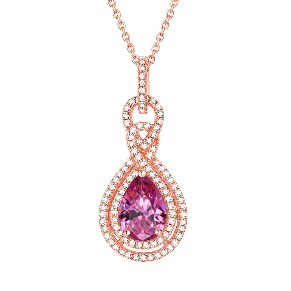 S925 Silver Peridot Rose Gold Necklace