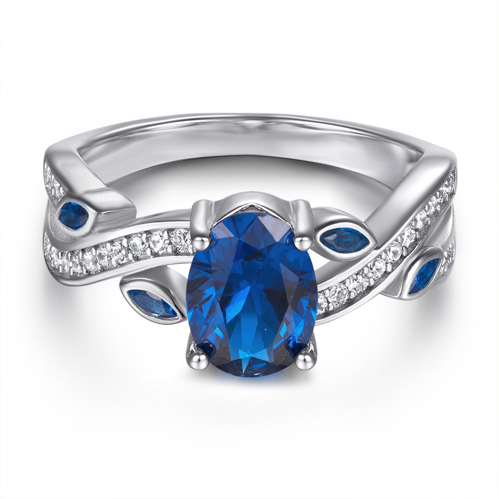 925 Silver Blue Sapphire Wedding Band