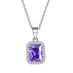 S925 Silver Rectangular Zircon Necklace