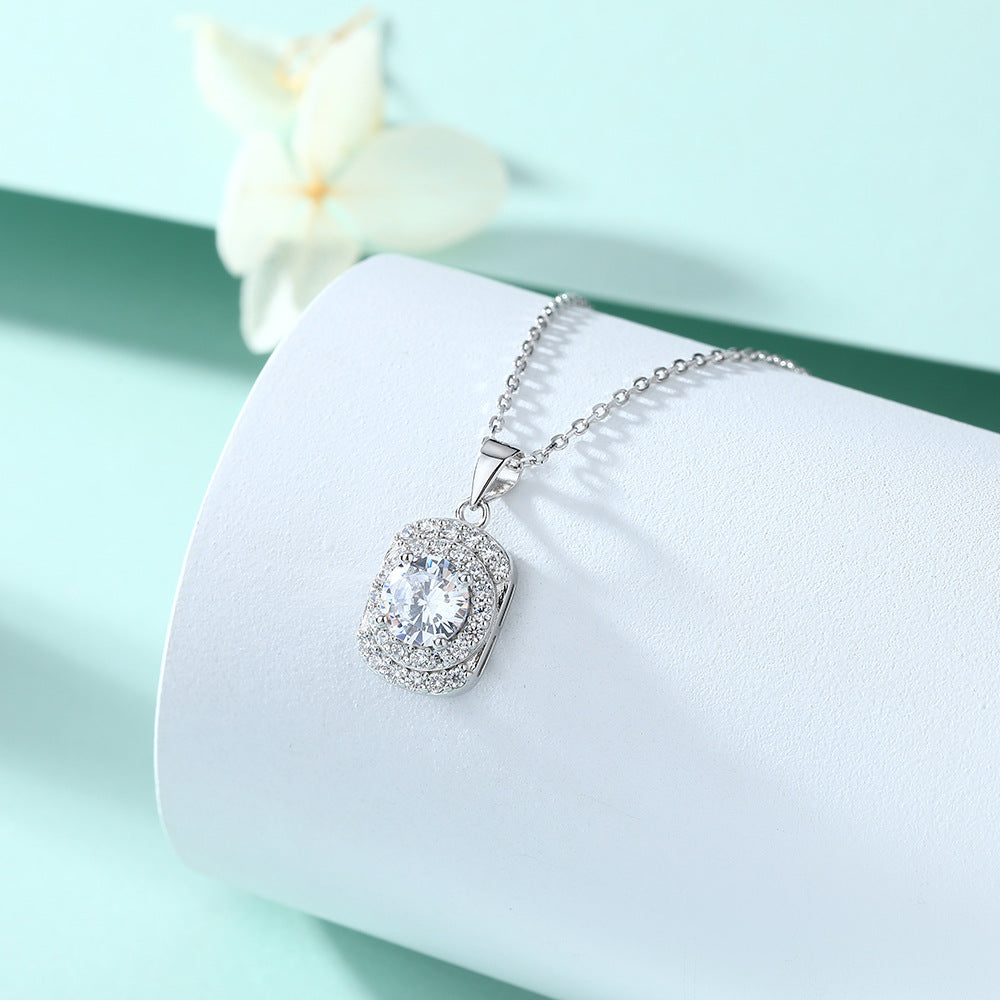 S925 Silver Natural Gemstone Zircon Pendant Necklace