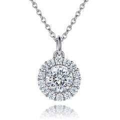 S925 Silver Cross Key Heart Zircon Pendant Necklace