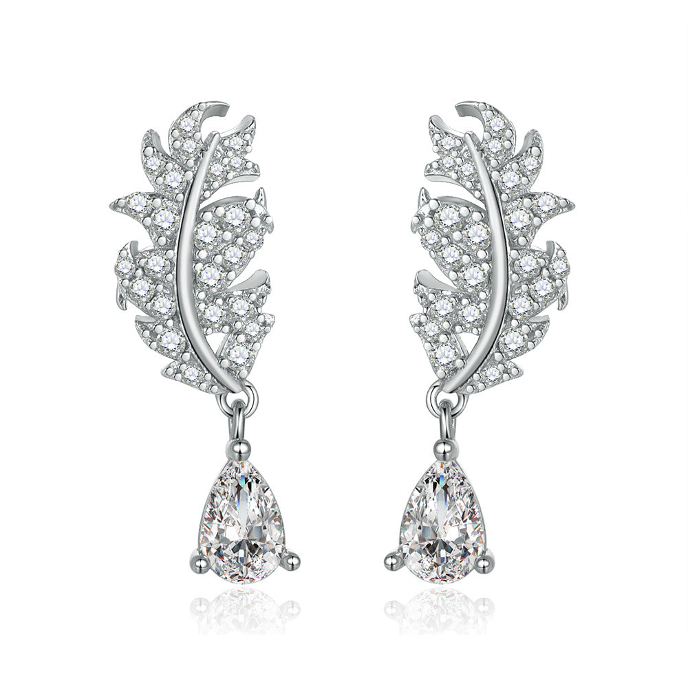 S925 Silver Leaf Drop Earrings