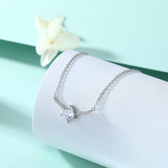 S925 Silver Triangular Zircon Deer Pendant Necklace