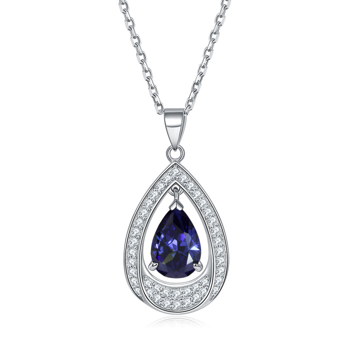 S925 Silver Aquamarine Drop Necklace