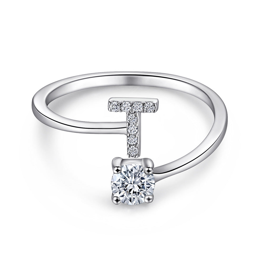 925 Silver Adjustable Letter Ring