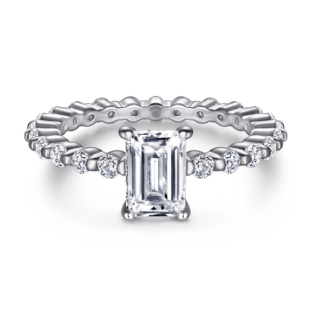 925 Silver Full Pavé Square Ring