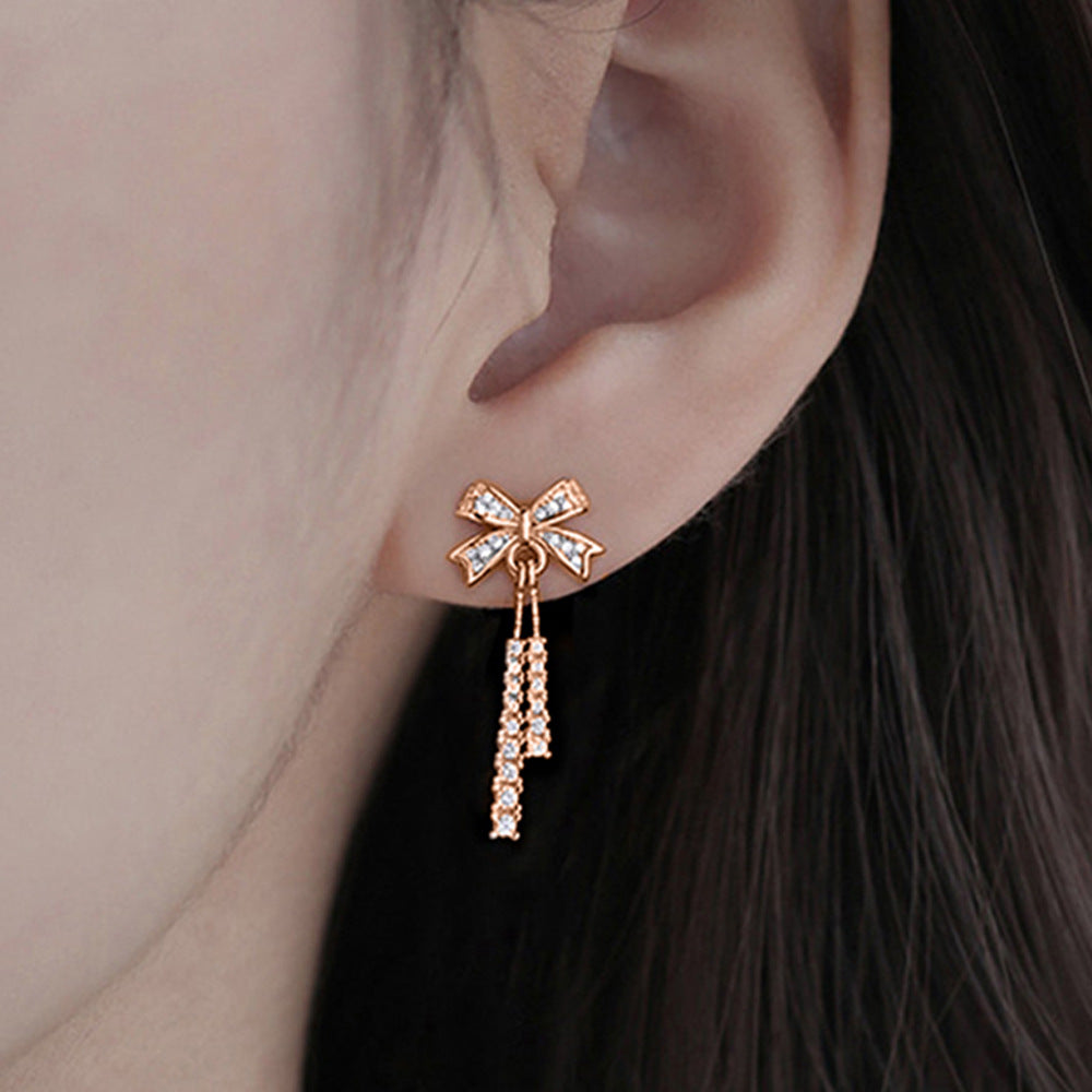 925 Silver Bow Drop Earrings