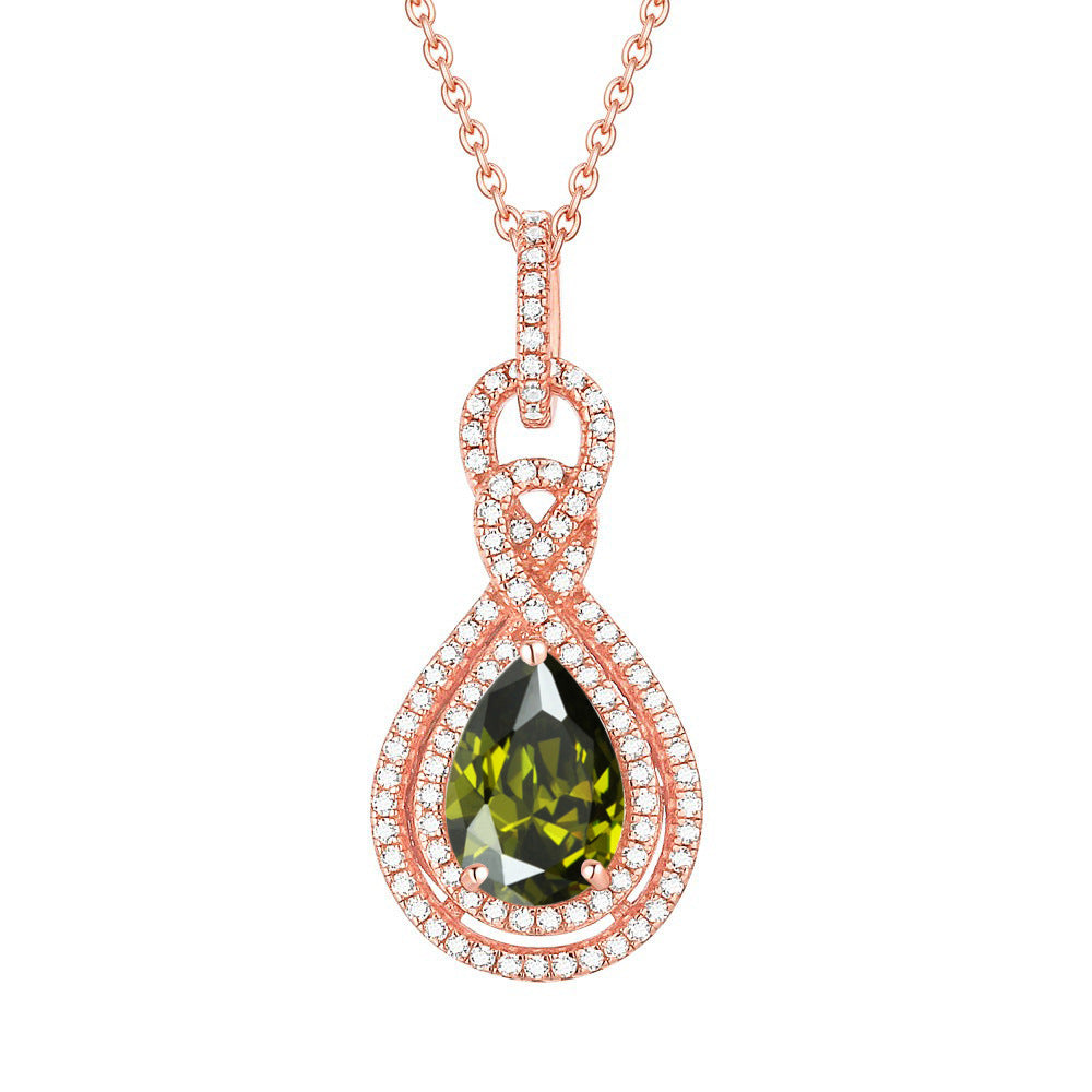 S925 Silver Peridot Rose Gold Necklace