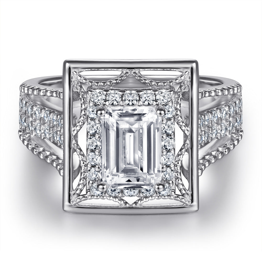 925 Silver Vintage Square CZ Ring