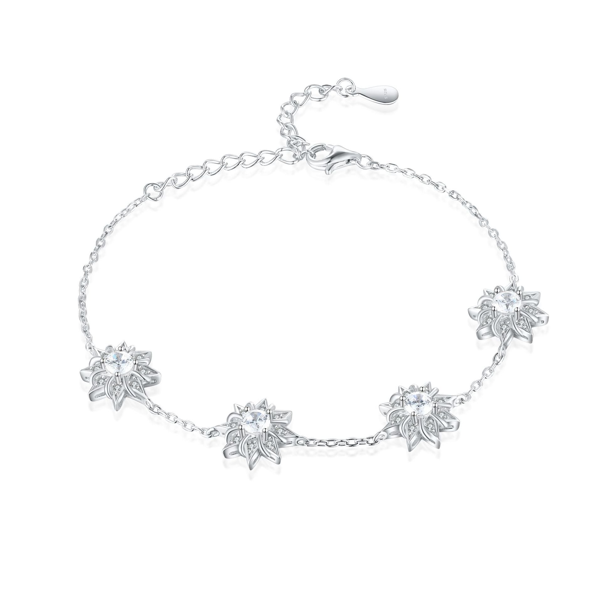 925 Silver Bracelet Earrings Necklace Ring Set
