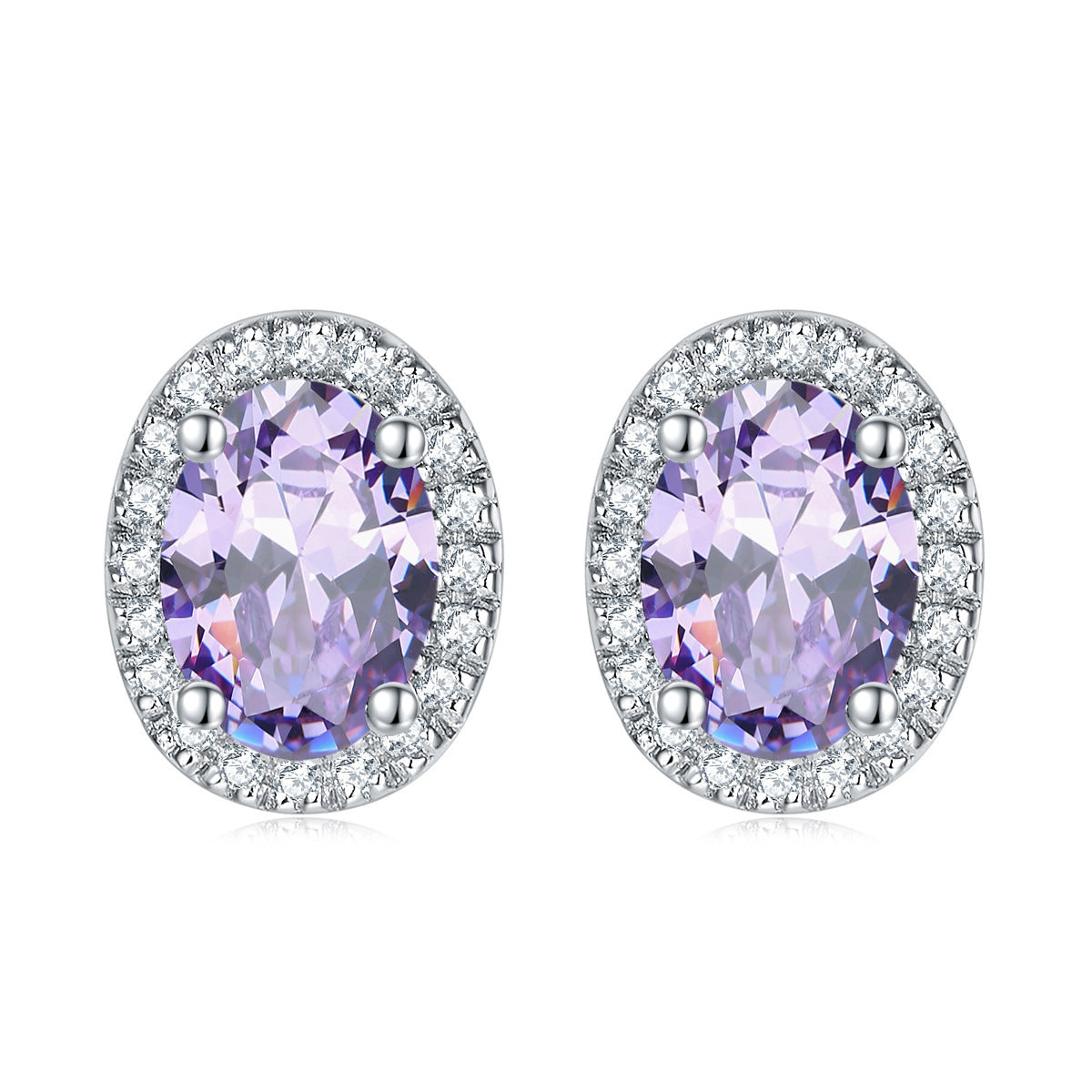 S925 Silver Birthstone Zircon Stud Earrings