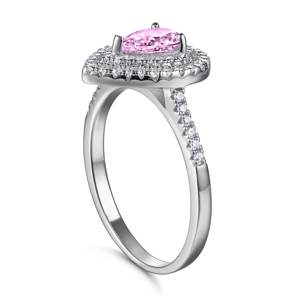 S925 Pear CZ Solitaire Ring - Tiffany Style