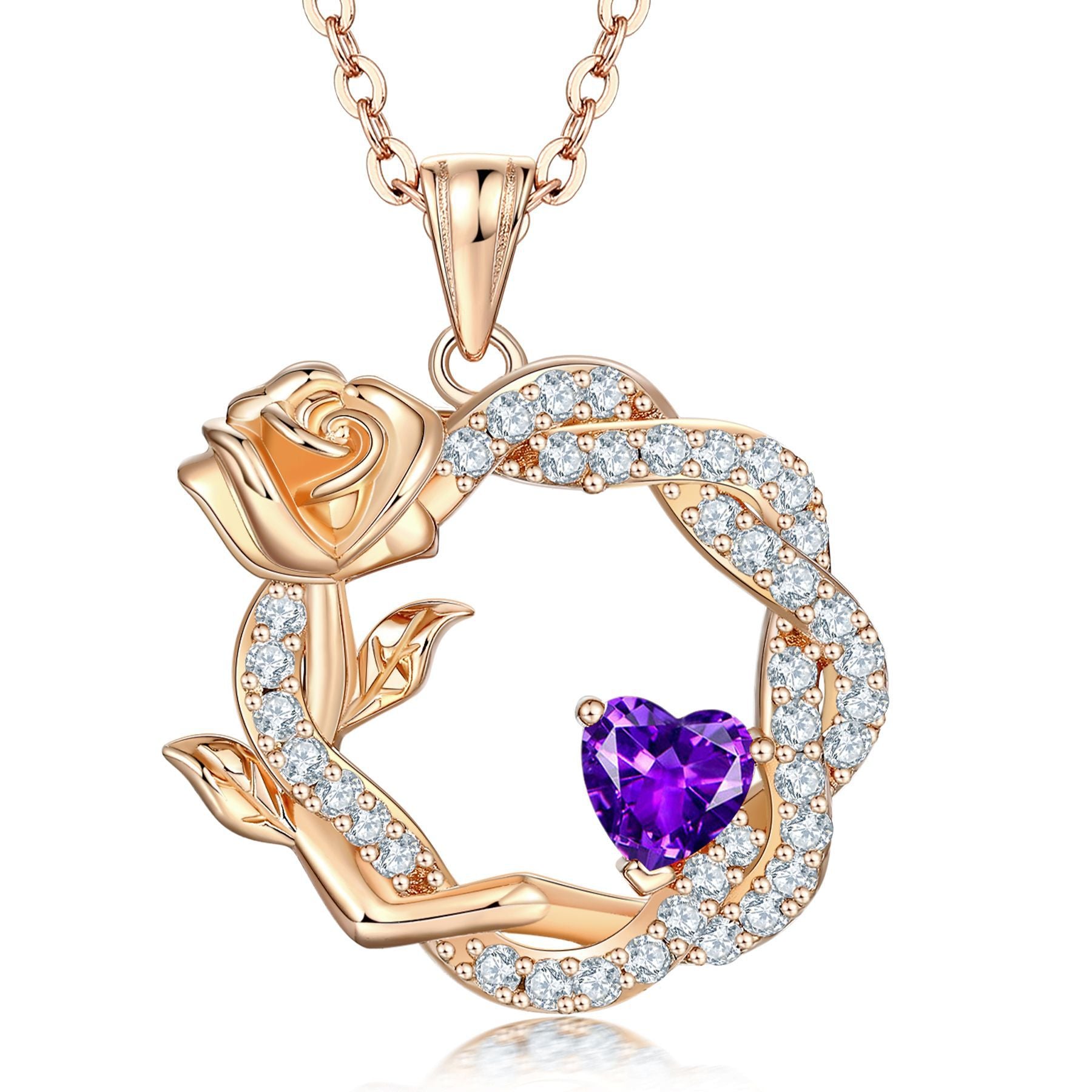 S925 Silver Rose Gemstone Pendant Necklace