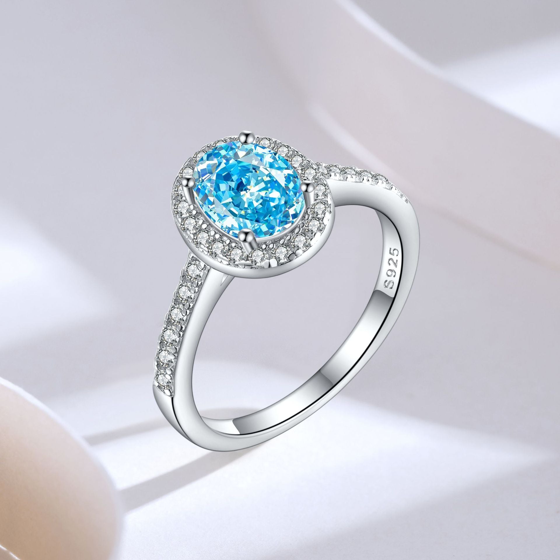 S925 Silver 1.5ct Gemstone Ring - Icy Cut 6x8mm