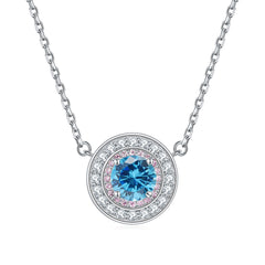S925 Silver Color Gemstone Circle Necklace