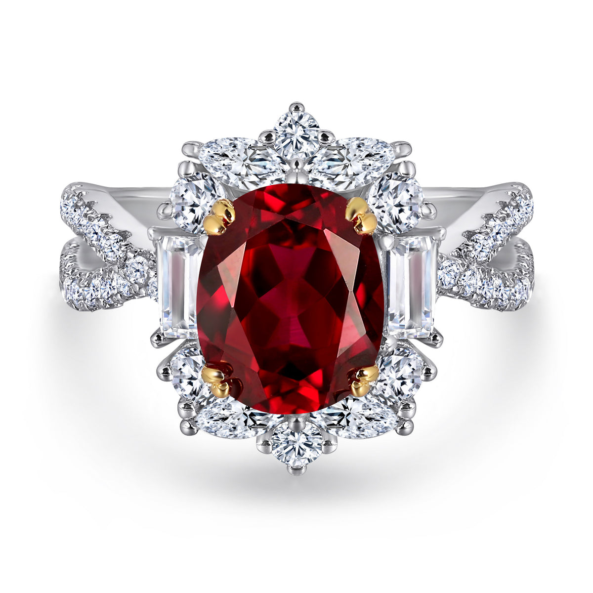 925 Silver Ruby Pendant Zircon Earrings Diamond Ring