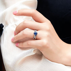 925 Silver Blue Sapphire Wedding Band