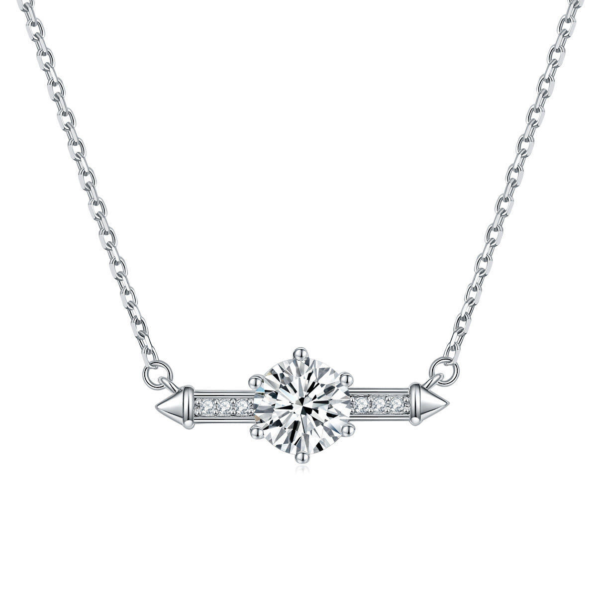 925 Silver 6-Prong Ring Zircon Earrings Necklace Set