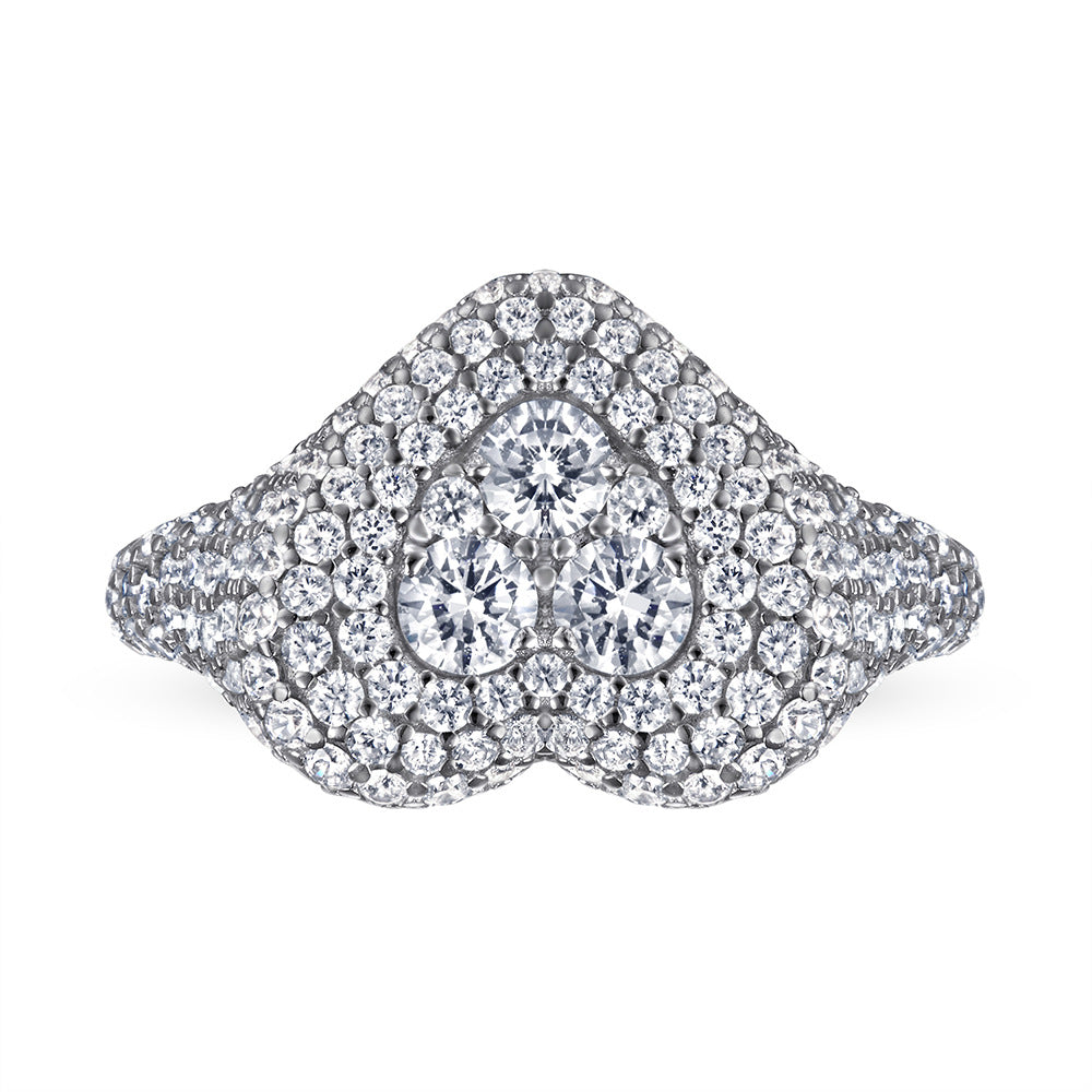 925 Silver Micro-Pavé Heart Ring